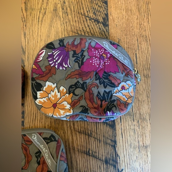 Oscar de la Renta Kisslock Floral Pouch Cosmetic Jewelry Travel Bag set of 3 - Picture 6 of 12